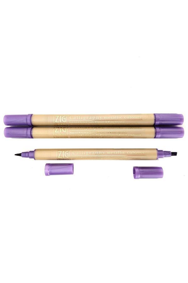 Zig Kaligrafi Kalemi Metalik/Yaldız Ms-8400-Violet 124-3 Adet - Image 1