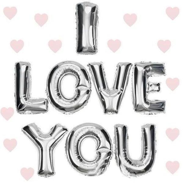 I Love You Folyo Balon Gümüş Renk 35 Cm - Image 1