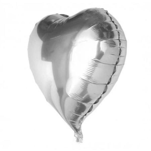 Kalp Balon Folyo Gümüş 60 Cm 24 İnç - Image 1