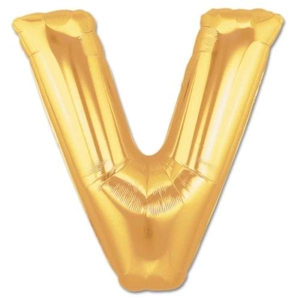 V Harf Folyo Balon Altın Renk  40 İnç - Image 1