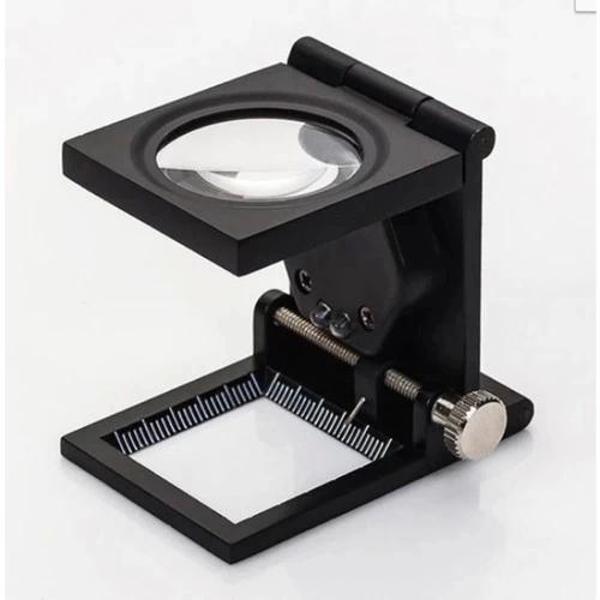 28x28 Mm Katlanır Sayaçlı Metal Lüp, 2 Led Işıklı Büyüteç Tekstil Th9005a - Image 1