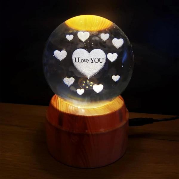 I Love You Tasarım Standlı Cam Küre - Image 1