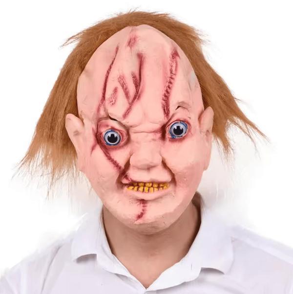 Çaki Maskesi Kahverengi Saçlı Lateks Et Chucky Çaki Maskesi - Image 1