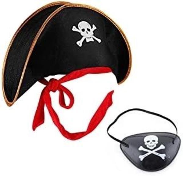 Kaptan Jack Çocuk Korsan Şapkası Ve Göz Bandı Seti - Image 1