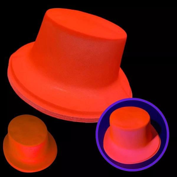 Neon Partisi Turuncu Renk Plastik Fötr Şapka - Image 1