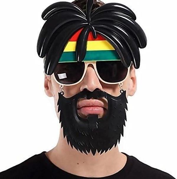 Rasta Peruklu Rasta Sakallı Bob Marley Bıyıklı Parti Gözlüğü 27x18 Cm - Image 1