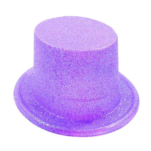 Floresan Mor Renk Simli Uzun Fötr Melon Şapka 12 Cm - Image 1