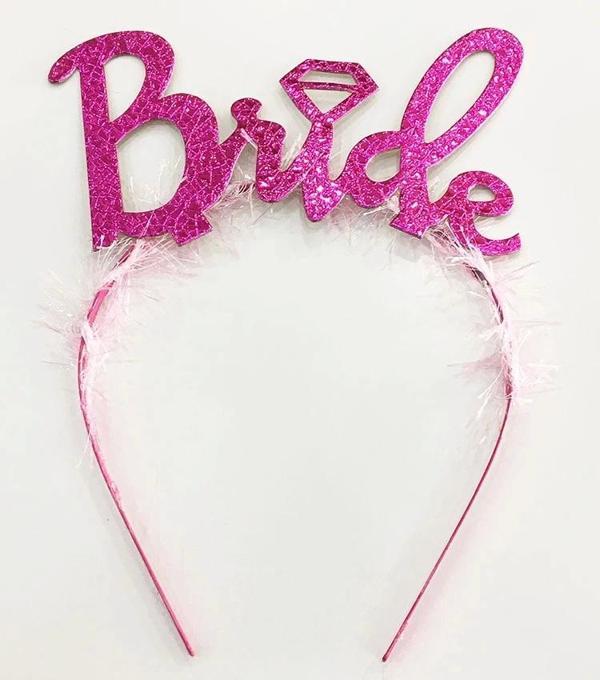 Fuşya Renk Bekarlığa Veda İtalik Yazı Alyanslı Bride Taç - Image 1