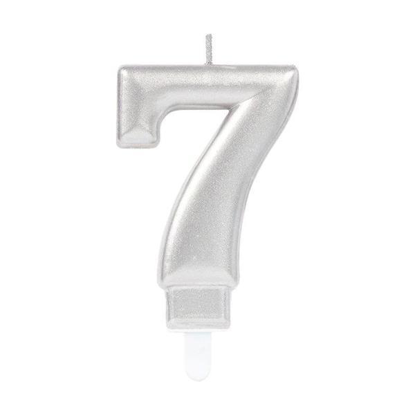 7 Rakam Mum Gümüş Renk - Image 1