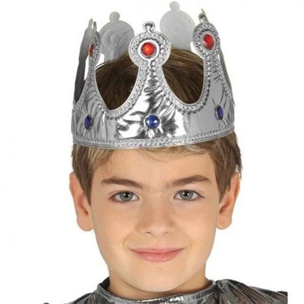 Gümüş Renk Kumaş Malzemeden İmal Çocuk Kral Tacı 57 Cm - Image 1