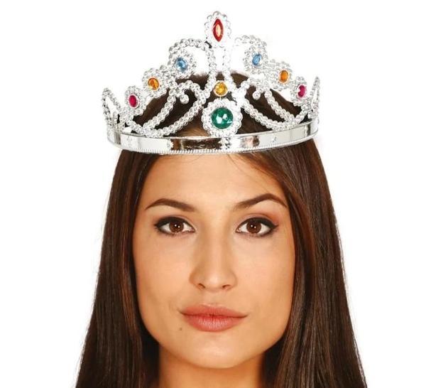Gümüş Renk Plastik Prenses Tacı Kraliçe Tacı 60 Cm - Image 1