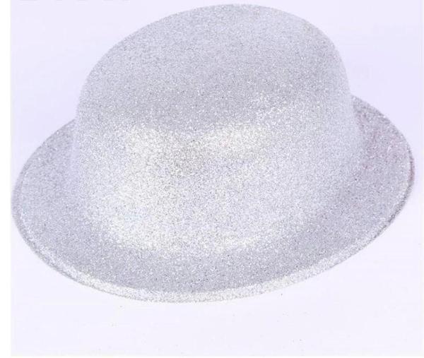 Gümüş Renk Yuvarlak Simli Plastik Parti Şapkası - Image 1