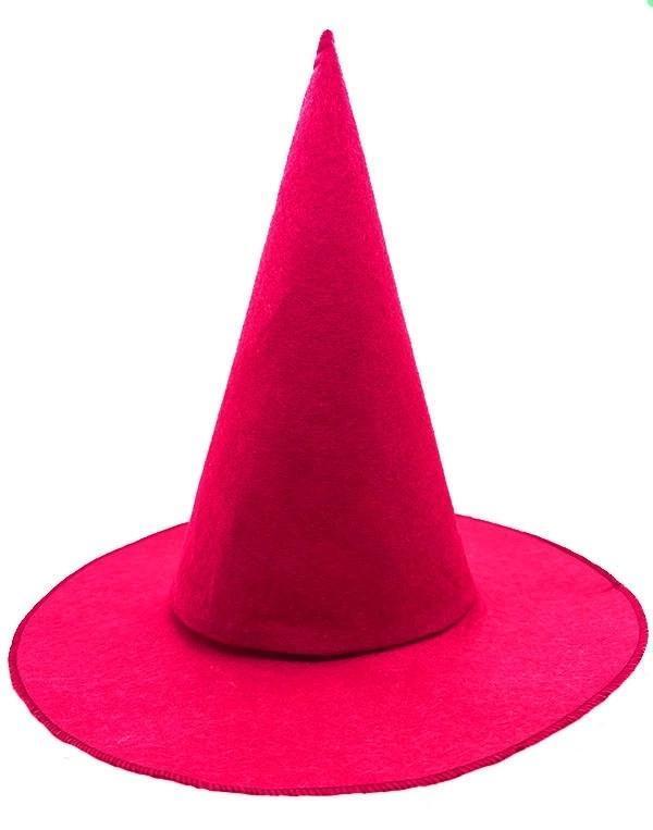 Pembe Fuşya Renk Keçe Cadı Şapkası Yetişkin Çocuk Uyumlu 35x38 Cm - Image 1