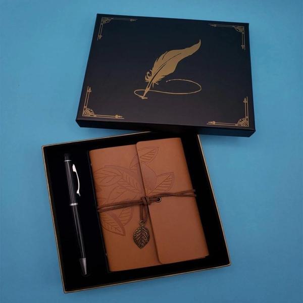 Taba Deri Defter Ve Kalem Set - Image 1