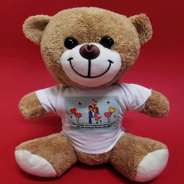 Tişörtlü Kahverengi Peluş Ayıcık - Image 1