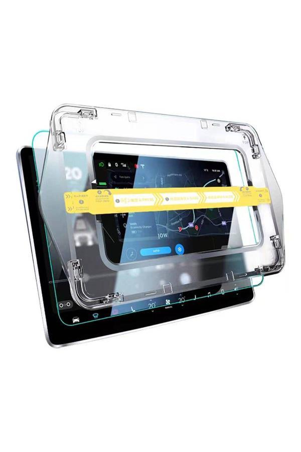 Nsm Tech Tesla Model 3 Araç Multimedya Ekran Koruyucu Ar Oleofobik Uygulama Aparatlı Premium Temperli Ca - Image 1