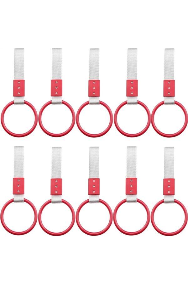 Caraks Araç İçi Tutamaç Yuvarlak El Tutamağı Askı Fonksiyonel Tofaş Dolmuş Otobüs Ofis Ev Kırmızı 10 Adet - Image 1