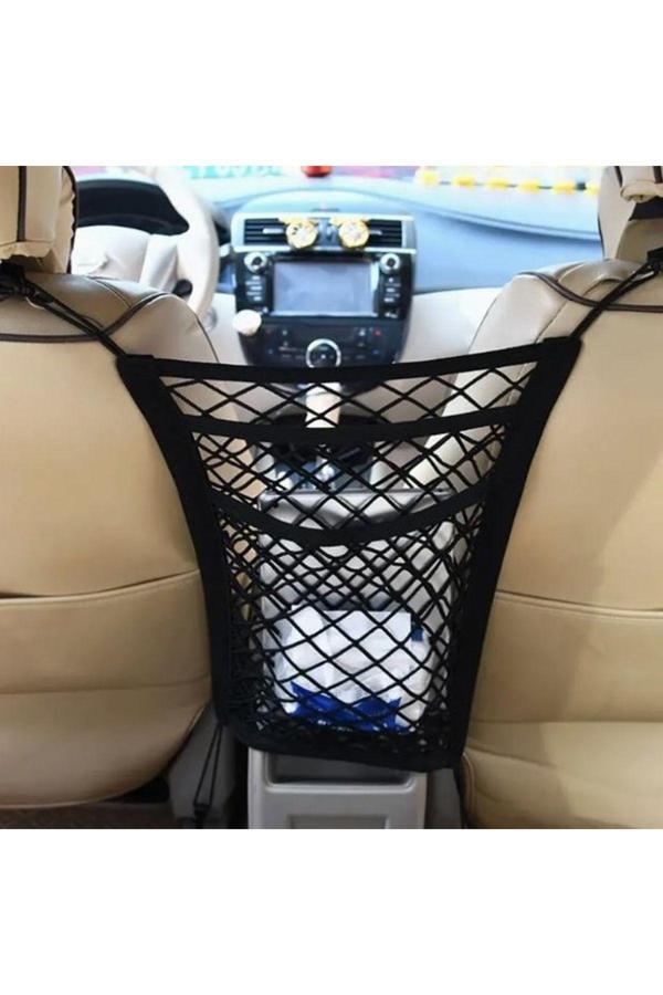 Caraks Araç Bagaj Filesi Çok Amaçlı Koltuk Arası Ve Arkası Ağ File Elastik 27,5Cmx28,5Cm 3 Gözlü Ergonomik - Image 1