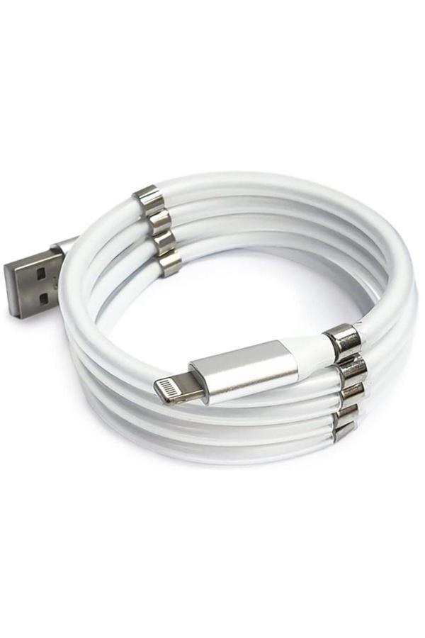 Caraks Araç Ev Ofis Mıknatıslı Kendini Toplayan Sarmalı Şarj Ara Kablosu Usb Çıkış İphone Uyumlu Ara Kablo - Image 1