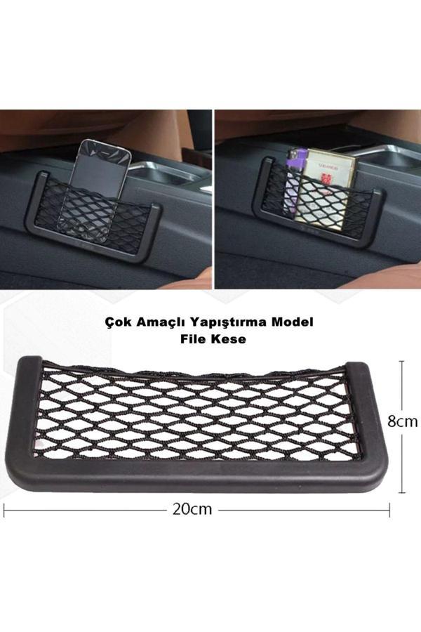 Caraks Araç File Kese Telefonluk Çok Amaçlı File Yapışma Model 8Cm X 20Cm - - Image 1