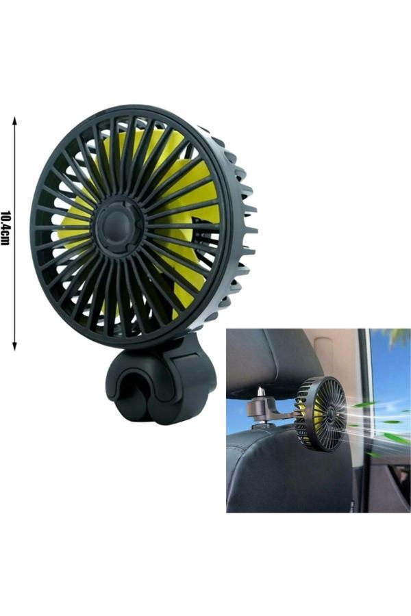 Caraks Oto Vantilatör Koltuk Arkası Kafalık Montajlı Usb Girişli 10,5Cm 12V Robotik Ayarlanabilir - 1 Adet - Image 1