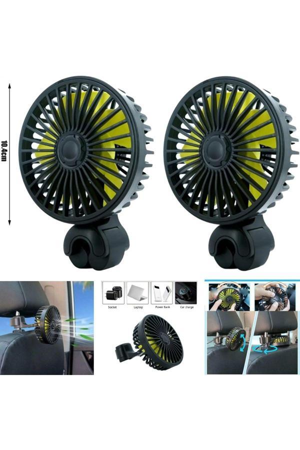 Caraks Oto Vantilatör Koltuk Arkası Kafalık Montajlı Usb Girişli 10,5Cm 12V Robotik Ayarlanabilir - 2 Adet - Image 1
