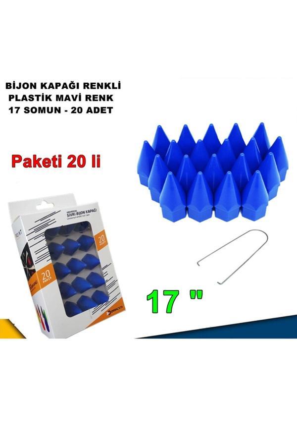 Caraks Sivri Mermi Tip Bijon Kapağı Plastik Mavi Renk 17 Mm Bijon Uyumlu 20 Adet - - Image 1