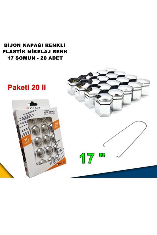 Caraks Renkli Bijon Kapağı Plastik Nikelaj Renk Altıgen 17 Mm Bijon Uyumlu 20 Adet - - Image 1
