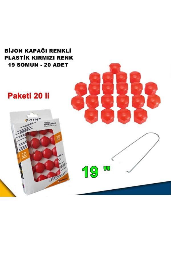 Caraks Renkli Bijon Kapağı Plastik Kırmızı Renk Altıgen 19 Mm Bijon Uyumlu 20 Adet - - Image 1