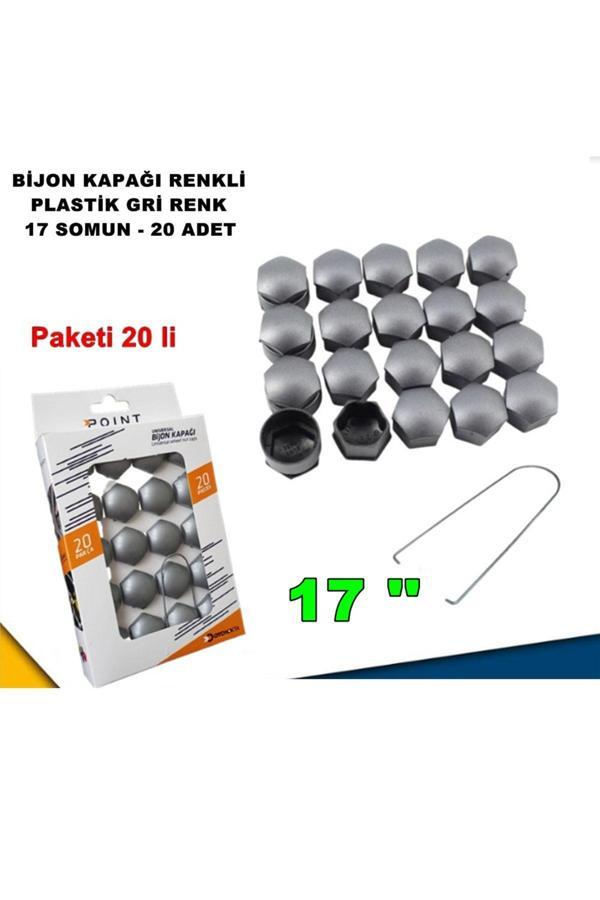 Caraks Renkli Bijon Kapağı Plastik Gri Renk Altıgen 17 Mm Bijon Uyumlu 20 Adet - - Image 1