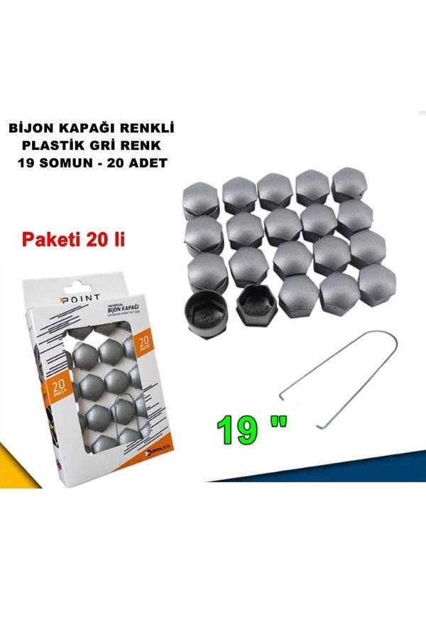 Caraks Renkli Bijon Kapağı Plastik Gri Renk Altıgen 19 Mm Bijon Uyumlu 20 Adet - - Image 1