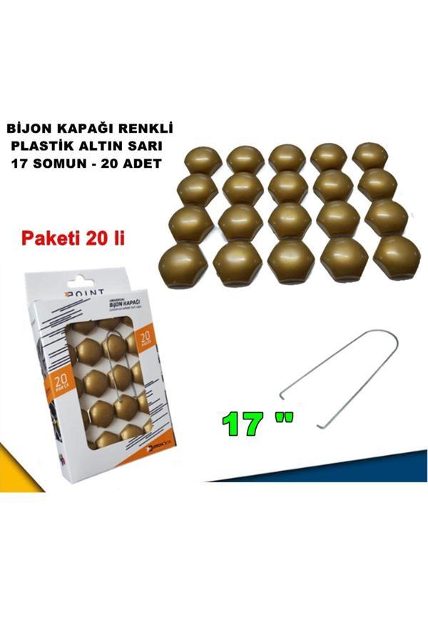 Caraks Renkli Bijon Kapağı Plastik Gold Renk Altıgen 17 Mm Bijon Uyumlu 20 Adet - - Image 1