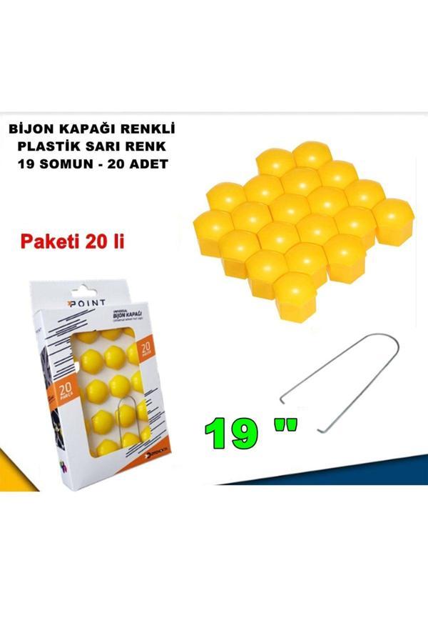 Caraks Renkli Bijon Kapağı Plastik Sarı Renk Altıgen 19 Mm Bijon Uyumlu 20 Adet - - Image 1