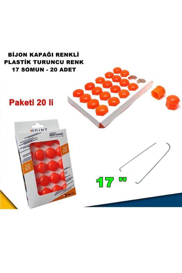 Caraks Renkli Bijon Kapağı Plastik Turuncu Renk Altıgen 17 Mm Bijon Uyumlu 20 Adet - - Image 1