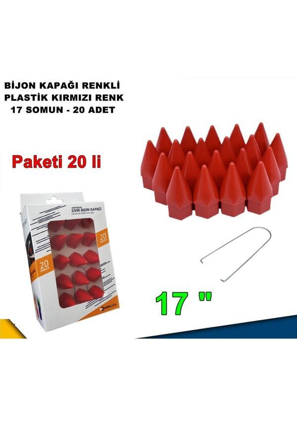 Caraks Sivri Mermi Tip Bijon Kapağı Plastik Kırmızı Renk 17 Mm Bijon Uyumlu 20 Adet - - Image 1