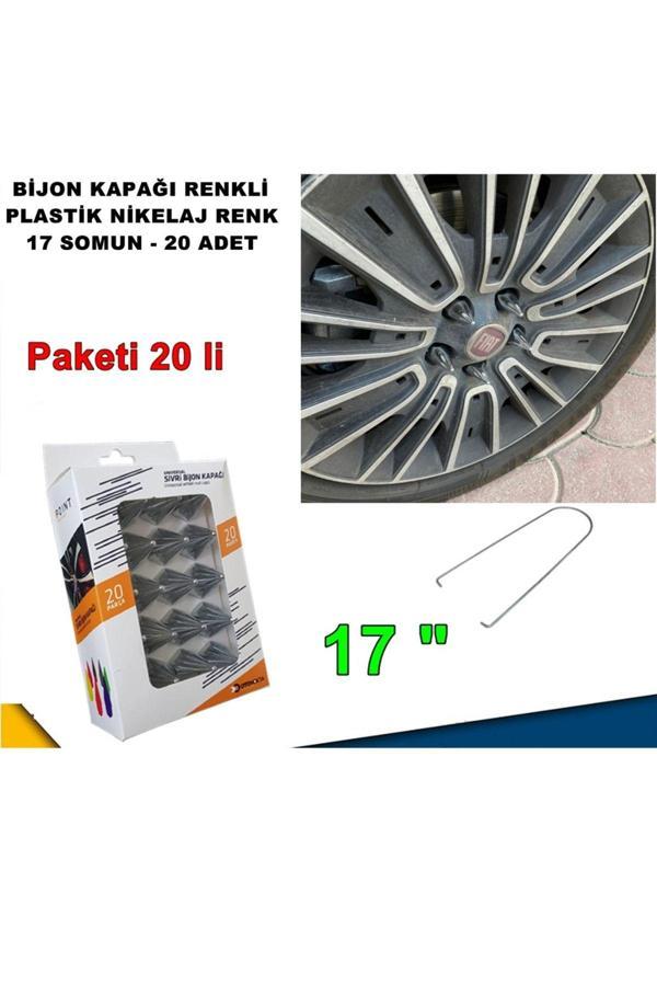 Caraks Sivri Mermi Tip Bijon Kapağı Krom Plastik Nikelaj Renk 17 Mm 20 Adet - - Image 1