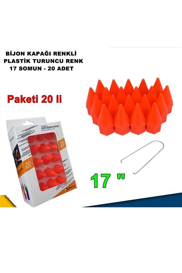 Caraks Sivri Mermi Tip Bijon Kapağı Plastik Turuncu Renk 17 Mm Bijon Uyumlu 20 Adet - - Image 1