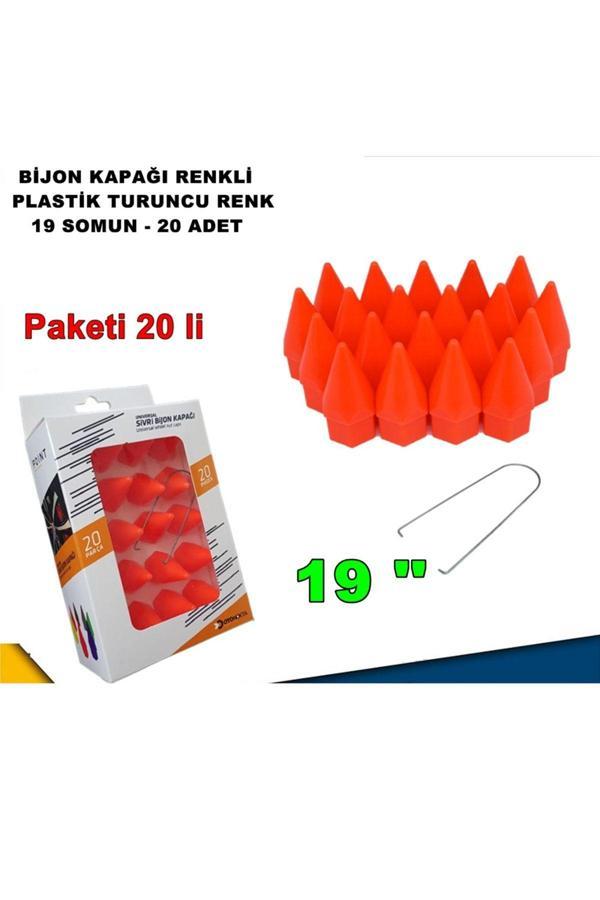 Caraks Sivri Mermi Tip Bijon Kapağı Plastik Turuncu Renk 19 Mm Bijon Uyumlu 20 Adet - - Image 1