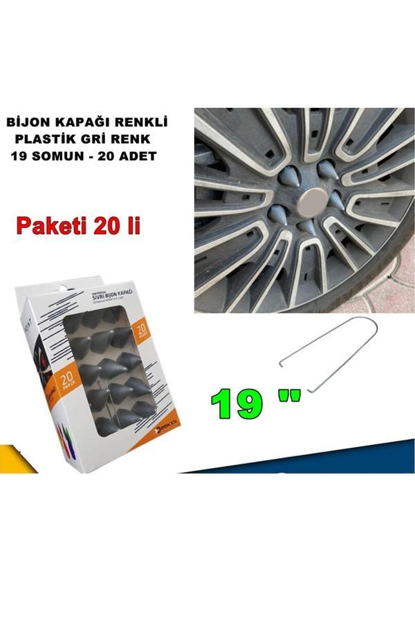 Caraks Sivri Mermi Tip Bijon Kapağı Plastik Gri Renk 19 Mm Bijon Uyumlu 20 Adet - - Image 1