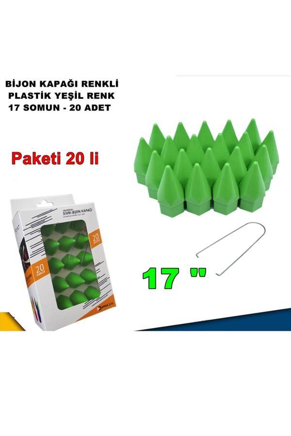 Caraks Sivri Mermi Tip Bijon Kapağı Plastik Yeşil Renk 17 Mm Bijon Uyumlu 20 Adet - - Image 1