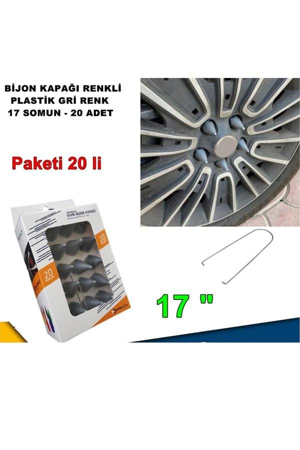 Caraks Sivri Mermi Tip Bijon Kapağı Plastik Gri Renk 17 Mm Bijon Uyumlu 20 Adet - - Image 1