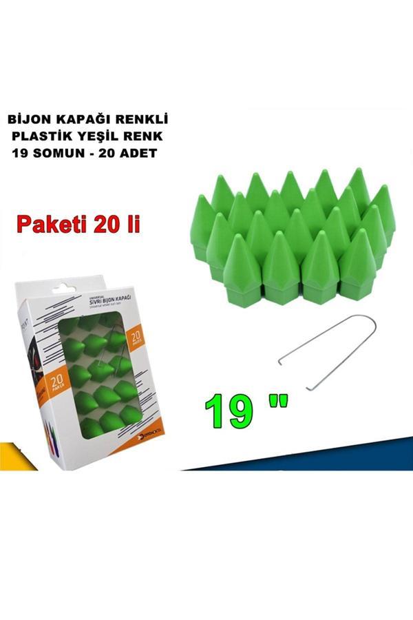 Caraks Sivri Mermi Tip Bijon Kapağı Plastik Yeşil Renk 19 Mm Bijon Uyumlu 20 Adet - - Image 1