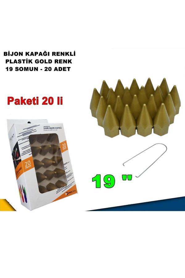 Caraks Sivri Mermi Tip Bijon Kapağı Plastik Gold Renk 19 Mm Bijon Uyumlu 20 Adet - - Image 1