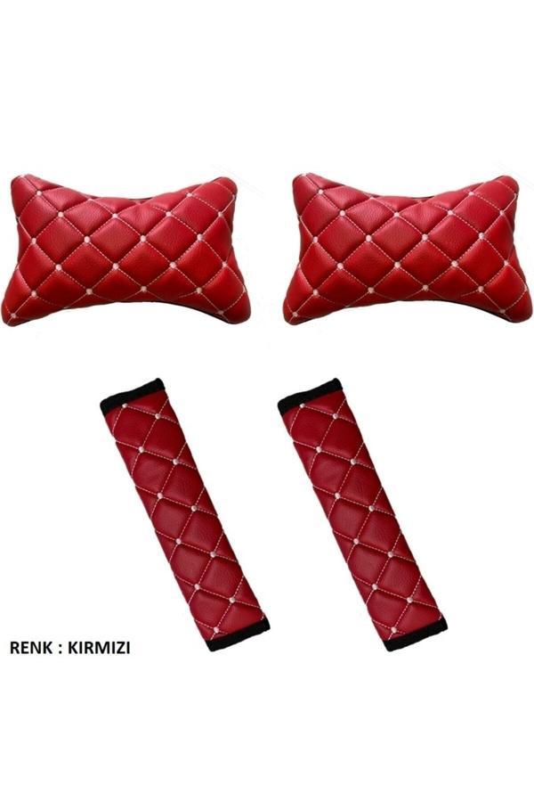 Caraks Accent Admire 2003-2005 Arası Emniyet Kemer Konforu+Boyunluk Kırmızı - Image 1