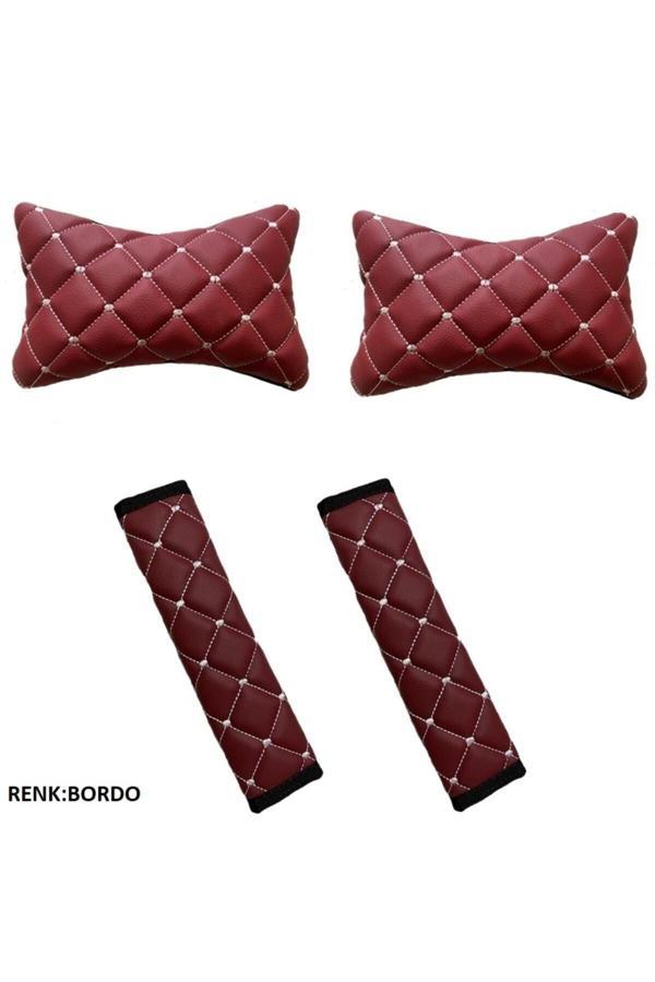 Caraks Fiat Doblo 2 2010-2021 Arası Emniyet Kemer Konforu+Boyunluk Bordo - Image 1