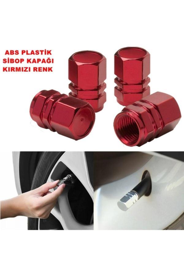 Point Sibop Kapağı Seti Abs Krom 4 Adet Kırmızı Renk Ithal - Image 1