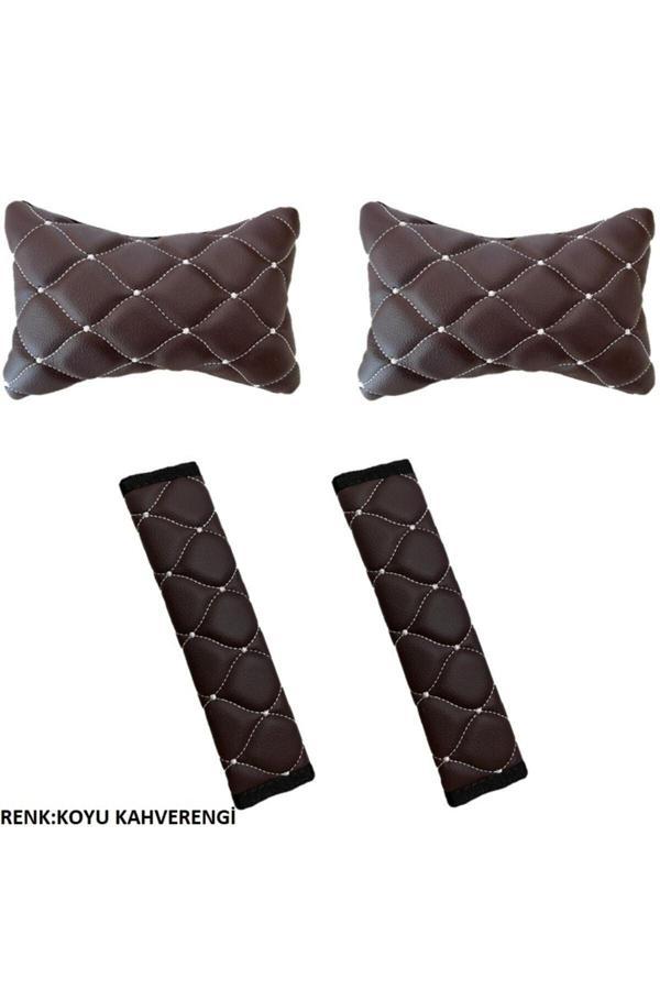 Caraks Peugeot 406 1995-2005 Arası Emniyet Kemer Konforu+Boyunluk Kahverengi - Image 1