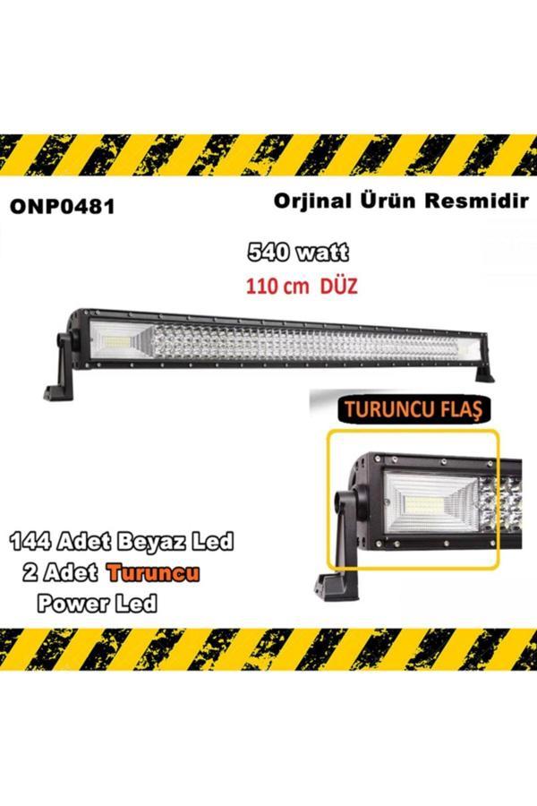 Point Off Road Led Bar Beyaz Led Turuncu Flaşlı Düz 3 Sıra 110 Cm 540 Watt 144 Led - Image 1