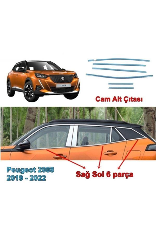 Point Peugeot 2008 Cam Alt Çıtası Krom 2019-2022 Arası 6 Prç. P. Çelik - Image 1