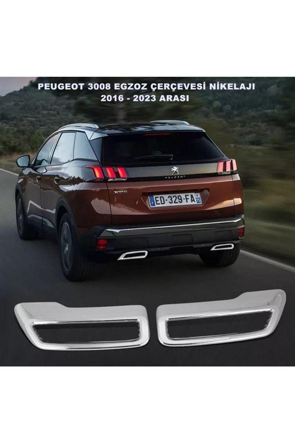 Caraks Peugeot 3008 Egzoz Çerçevesi Nikelajı 2016 - 2023 Arası Sağ-Sol 2 Parça 1. Kalite Abs Krom - - Image 1